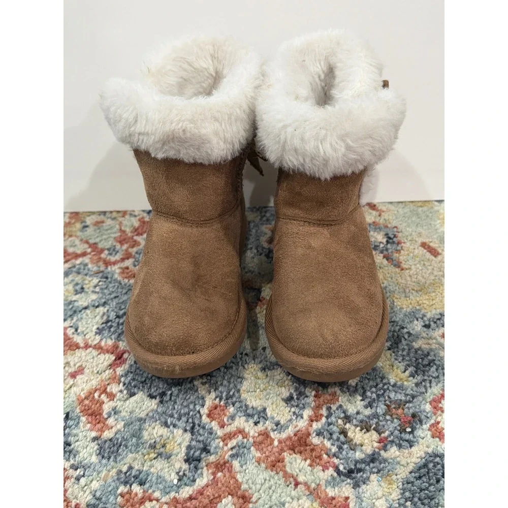 Juicy Couture Boots Girls 8 Toddler Brown Faux Fur Suede McBling *Flawed